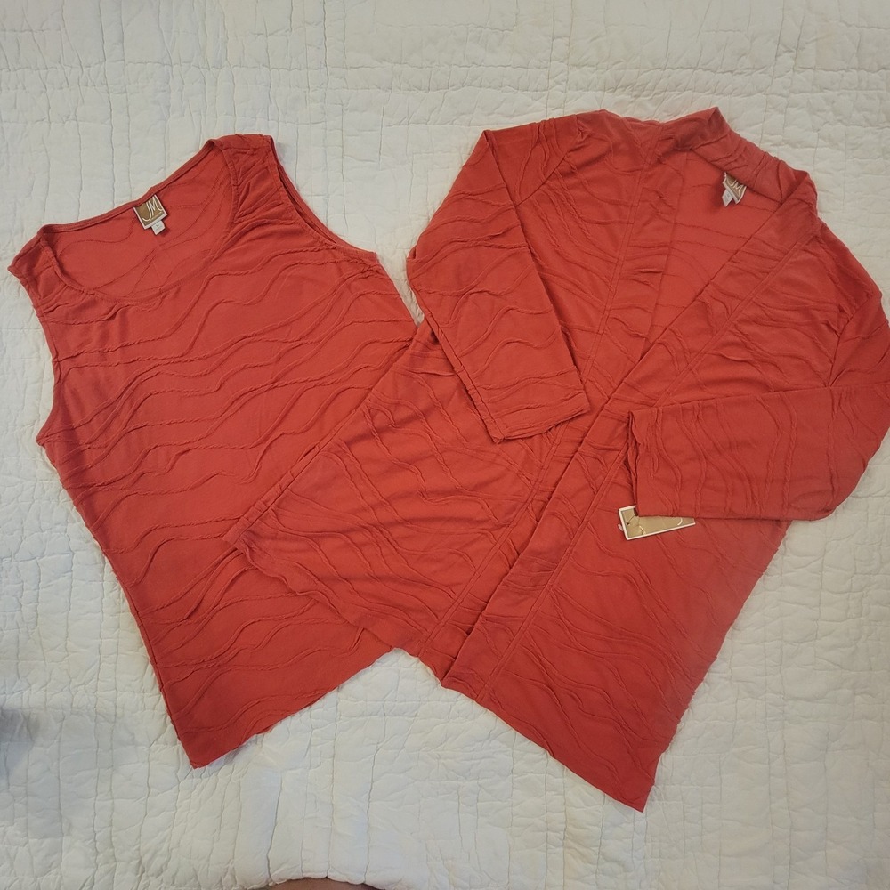 JM COLLECTION WOMEN'S Tank with jacket NWT Sz M Orange 2 piece